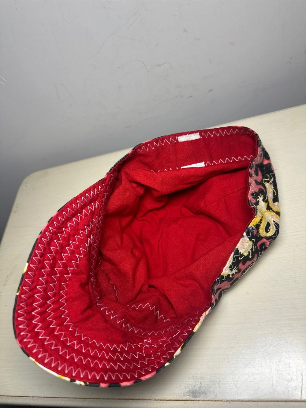 Comeaux reversible Pink & Black Dragon Print and red comfort soft Cap